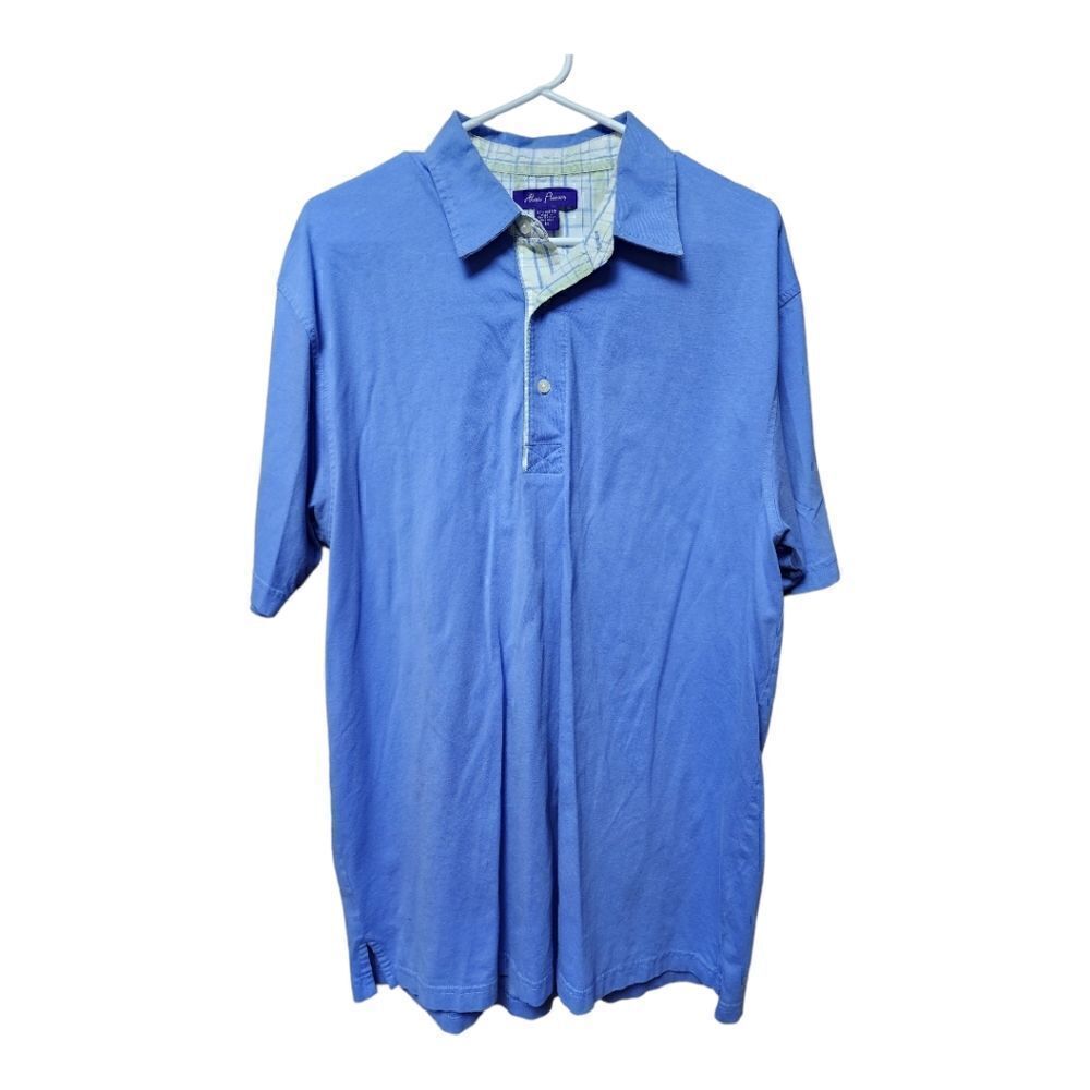 1031 - Alan Flusser Polo shirt, 100% cotton, blue, men's medium